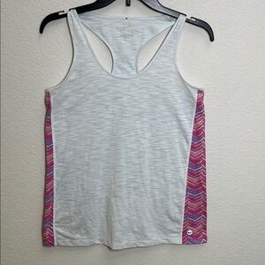 Vineyard Vines White and Pink Racerback Tank Top